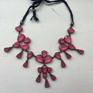 Pink and black chord necklace